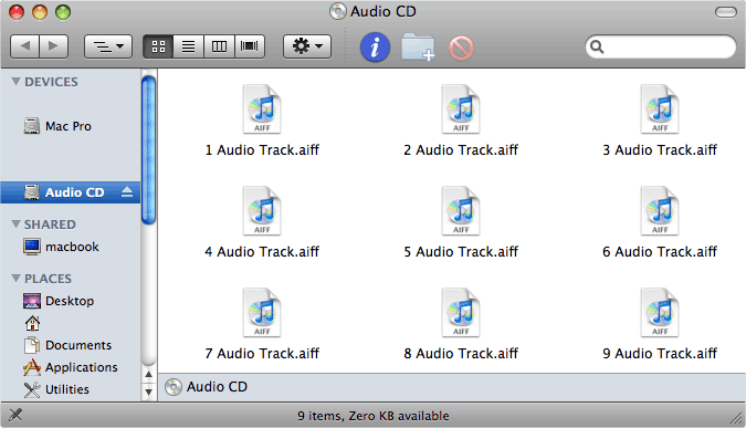 Macintosh Audio CD -ikkuna