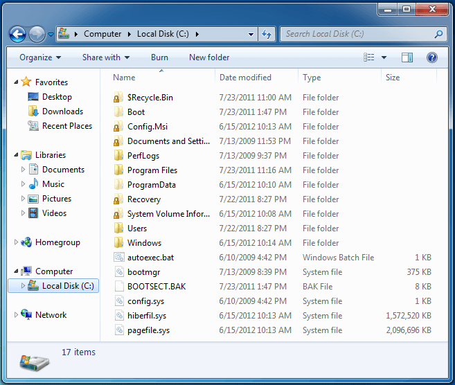 Windows 7 Show Files