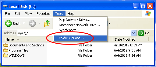 Windows XP Folder Options