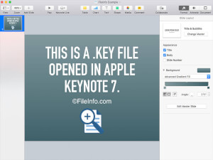 Näyttökuva .key-tiedostosta Apple Keynote 7: ssä