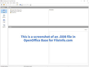 Näyttökuva .odb-tiedostosta Apache OpenOffice Base 4.1.3: ssa