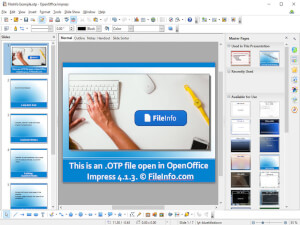 Näyttökuva .otp-tiedostosta Apache OpenOffice Impress 4.1.3: ssa