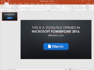 Näyttökuva .potm-tiedostosta Microsoft PowerPoint 2016: ssa