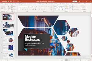Näyttökuva .potx-tiedostosta Microsoft PowerPoint 2019: ssä