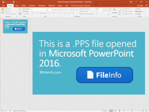 Näyttökuva .pps-tiedostosta Microsoft PowerPoint 2016: ssa