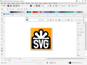 Näyttökuva .svg-tiedostosta CorelDRAW Graphics Suite X8: ssa