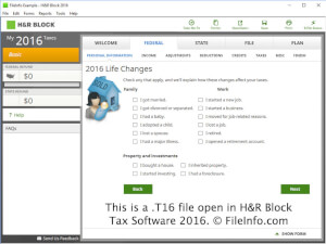 Näyttökuva .t16-tiedostosta H&R Block Tax Software 2016 -sovelluksessa