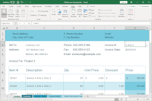 Näyttökuva .xlsb-tiedostosta Microsoft Excel 2019: ssä