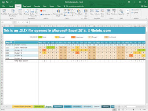 Näyttökuva .xltx-tiedostosta Microsoft Excel 2016: ssa