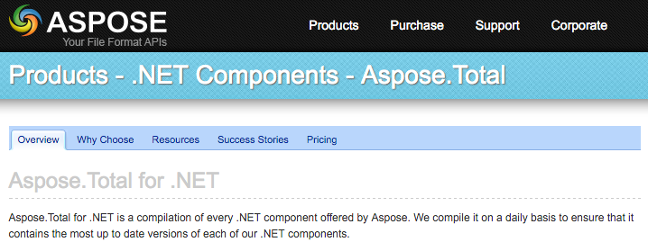 Aspose.Total verkkotunnukselle .NET