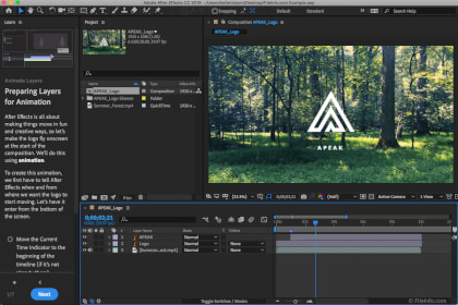 Näyttökuva Adobe After Effects CC: stä 2019