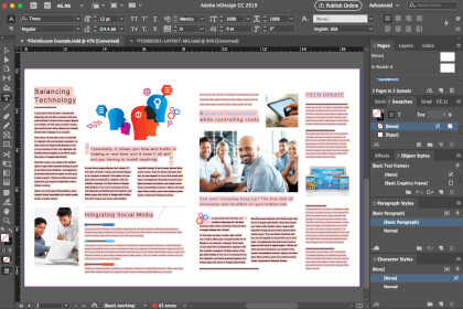 Näyttökuva Adobe InDesign CC 2019: stä