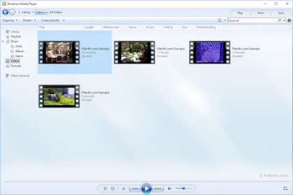Näyttökuva Microsoft Windows Media Player 12: sta